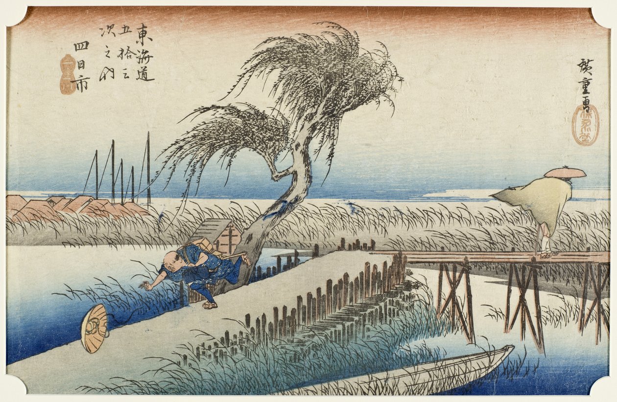 Yokkaichi: Mie-elven av Utagawa Hiroshige