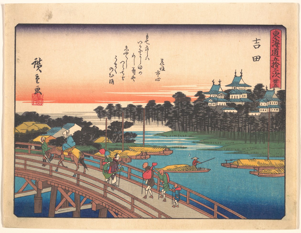 Yoshida, fra serien De femtitre stasjonene langs Tōkaidō-veien av Utagawa Hiroshige
