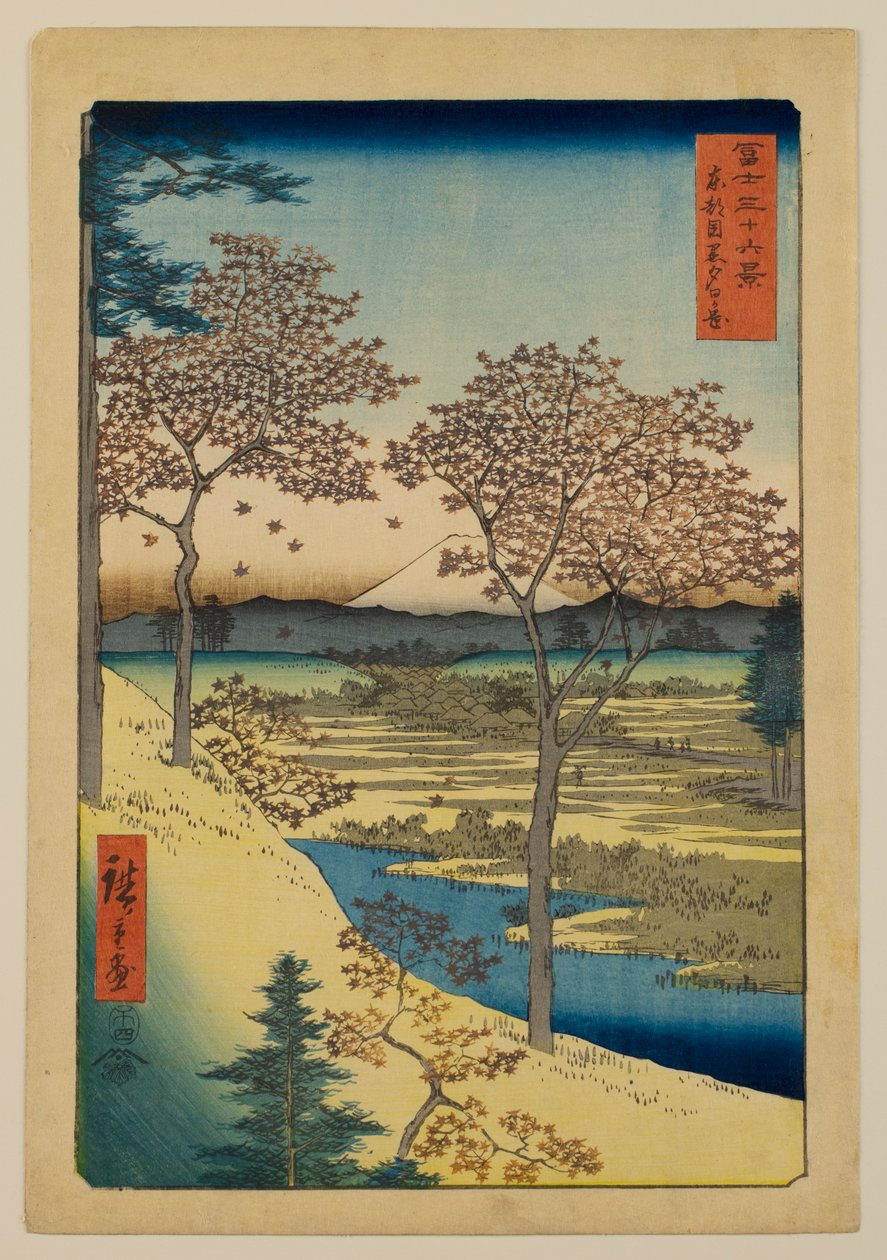 Yūhigaoka ved Meguro i den østlige hovedstaden, fra serien «Tretti-seks utsikter over Fuji-fjellet» av Utagawa Hiroshige