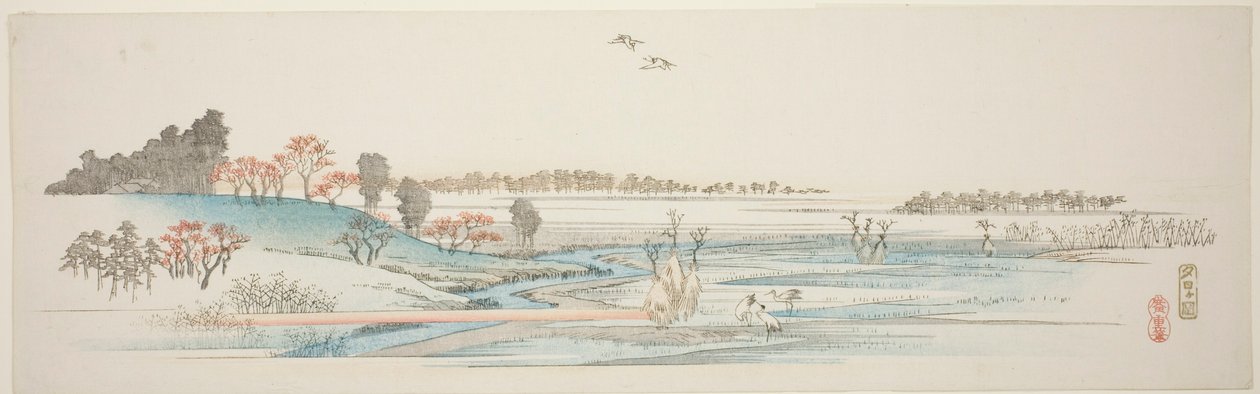 Yuhigaoka, fra en serie uten navn med kjente utsikter over Edo-forstedene av Utagawa Hiroshige