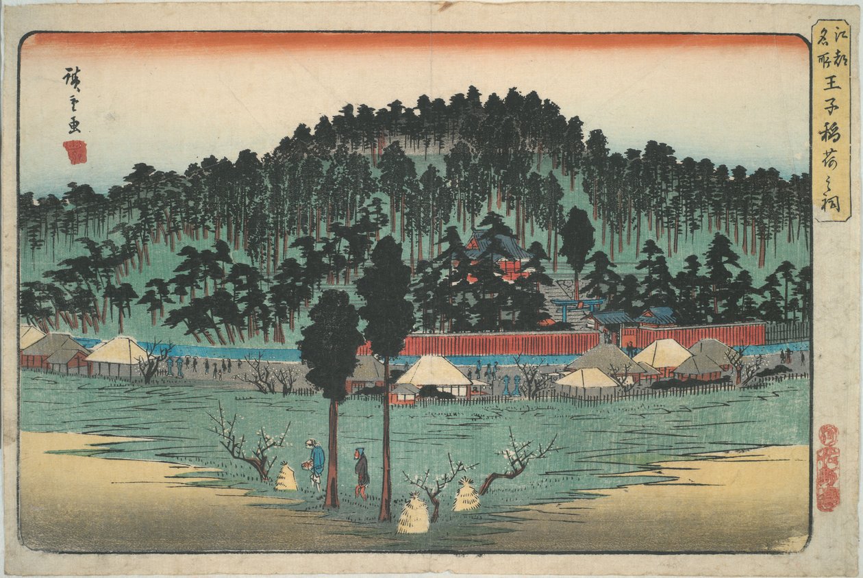 a. Liten helligdom ved Ōji, fra serien Berømte utsikter over Edo av Utagawa Hiroshige
