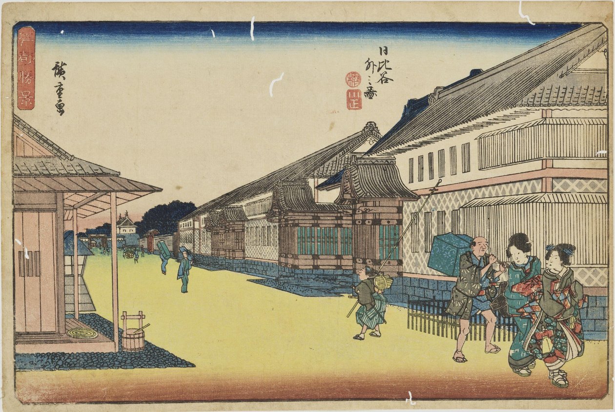 «Utenfor Hibiya» fra serien «Fremragende utsikter over Edo» av Utagawa Hiroshige