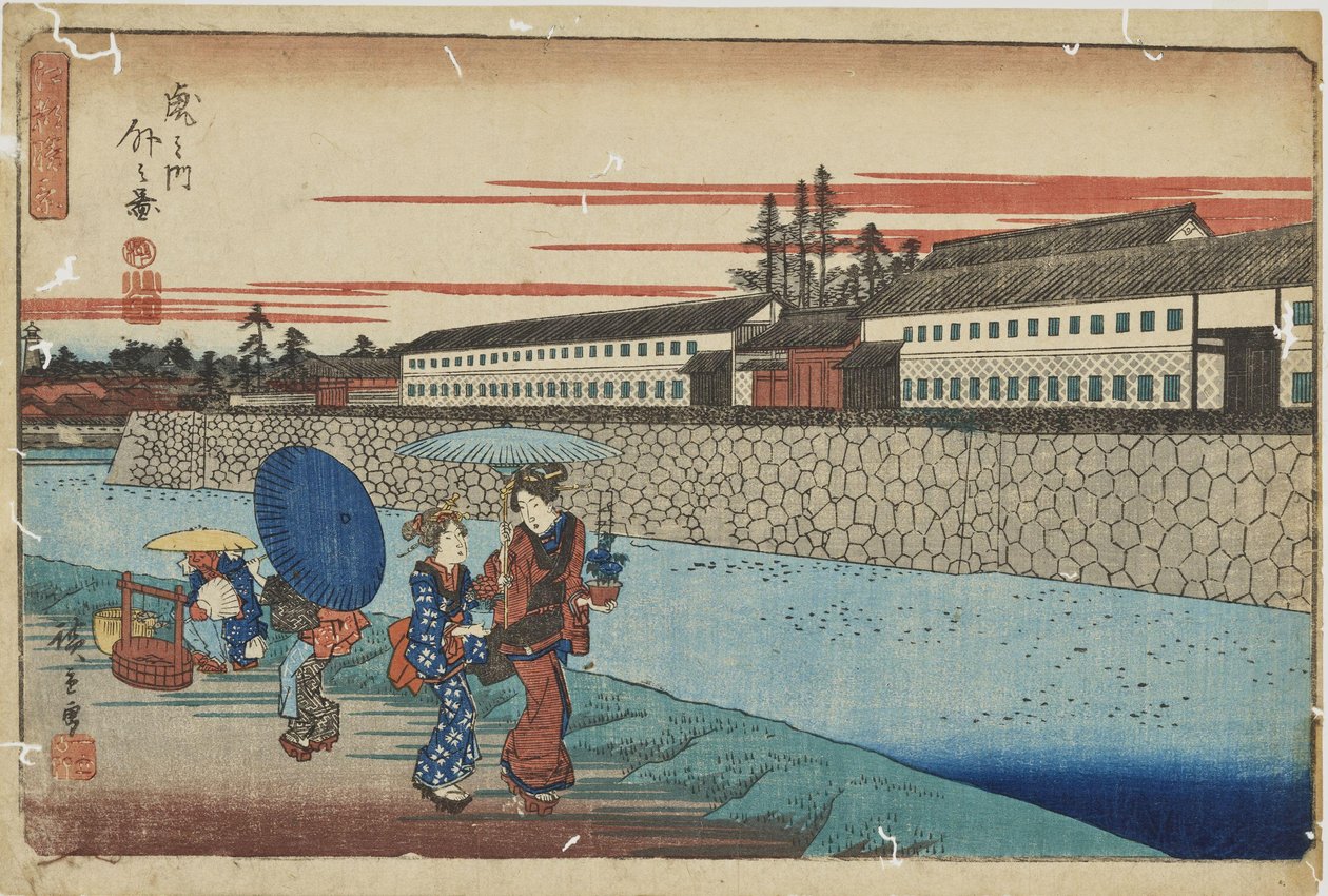 «Utenfor Toranomon» fra serien «Enestående utsikter over Edo» av Utagawa Hiroshige
