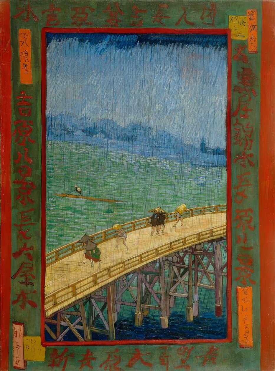 van Gogh til Hiroshige, bro i regnet av Utagawa Hiroshige