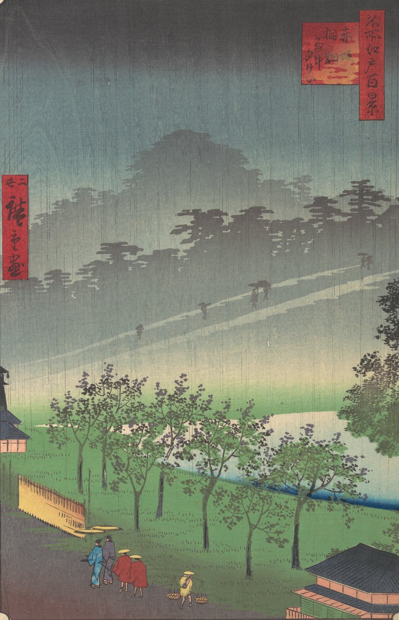 Akasaka Kiri-Ratake Uchu Yu Kei, ca. 1859. av Utagawa Hiroshige II