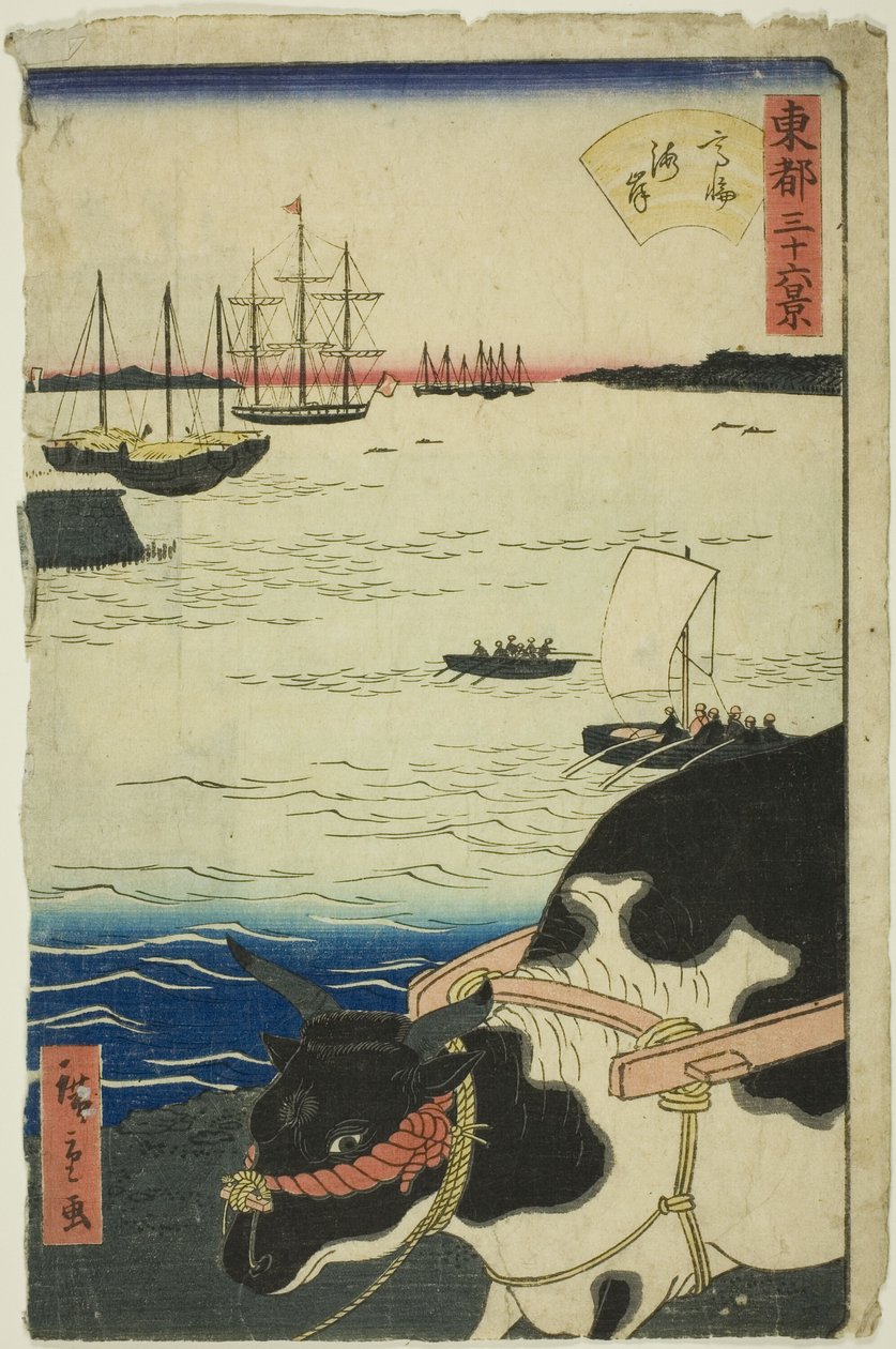 The Beach at Takanawa (Takanawa kaigan), fra serien "Thirty-six Views of the Eastern Capital (Toto sanjurokkei)" av Utagawa Hiroshige II