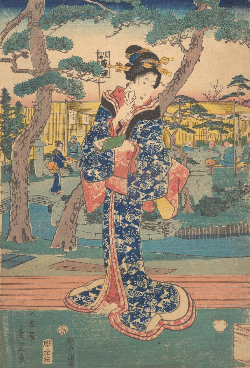 Ung jente på tehuset i Iriya, midten av 1800-tallet. av Utagawa Hiroshige II
