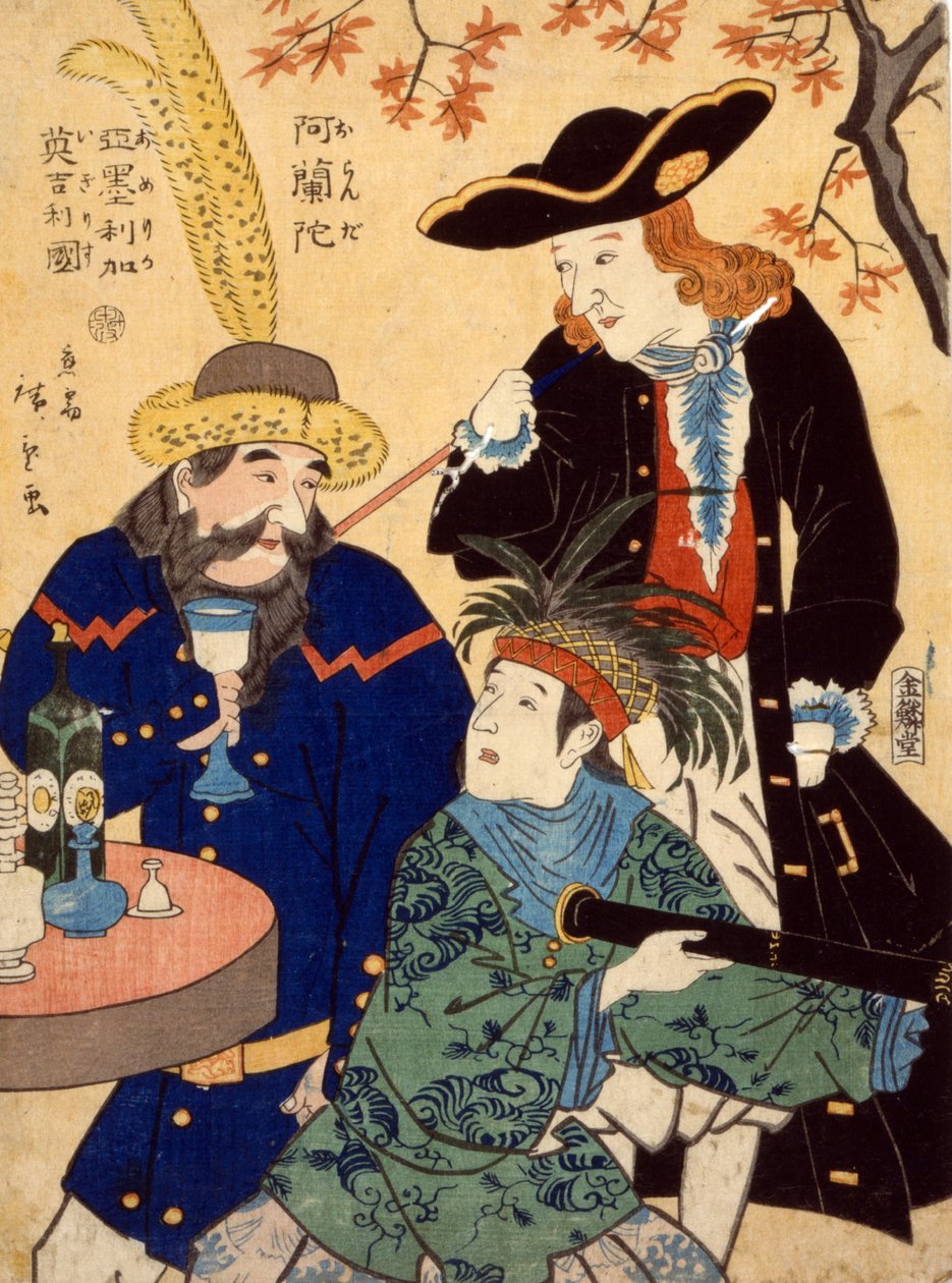 Nederland, USA, Storbritannia, 1860 av Utagawa II Hiroshige