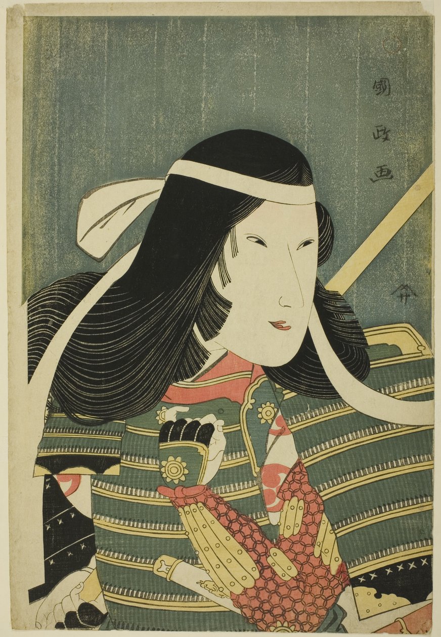 Iwai Kumesaburo i rollen som Lady Tomoe av Utagawa Kunimasa