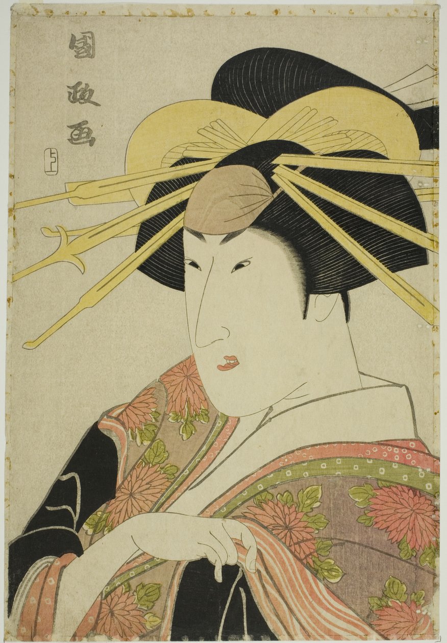 Portrett av en skuespiller i kvinnelig kjole av Utagawa Kunimasa