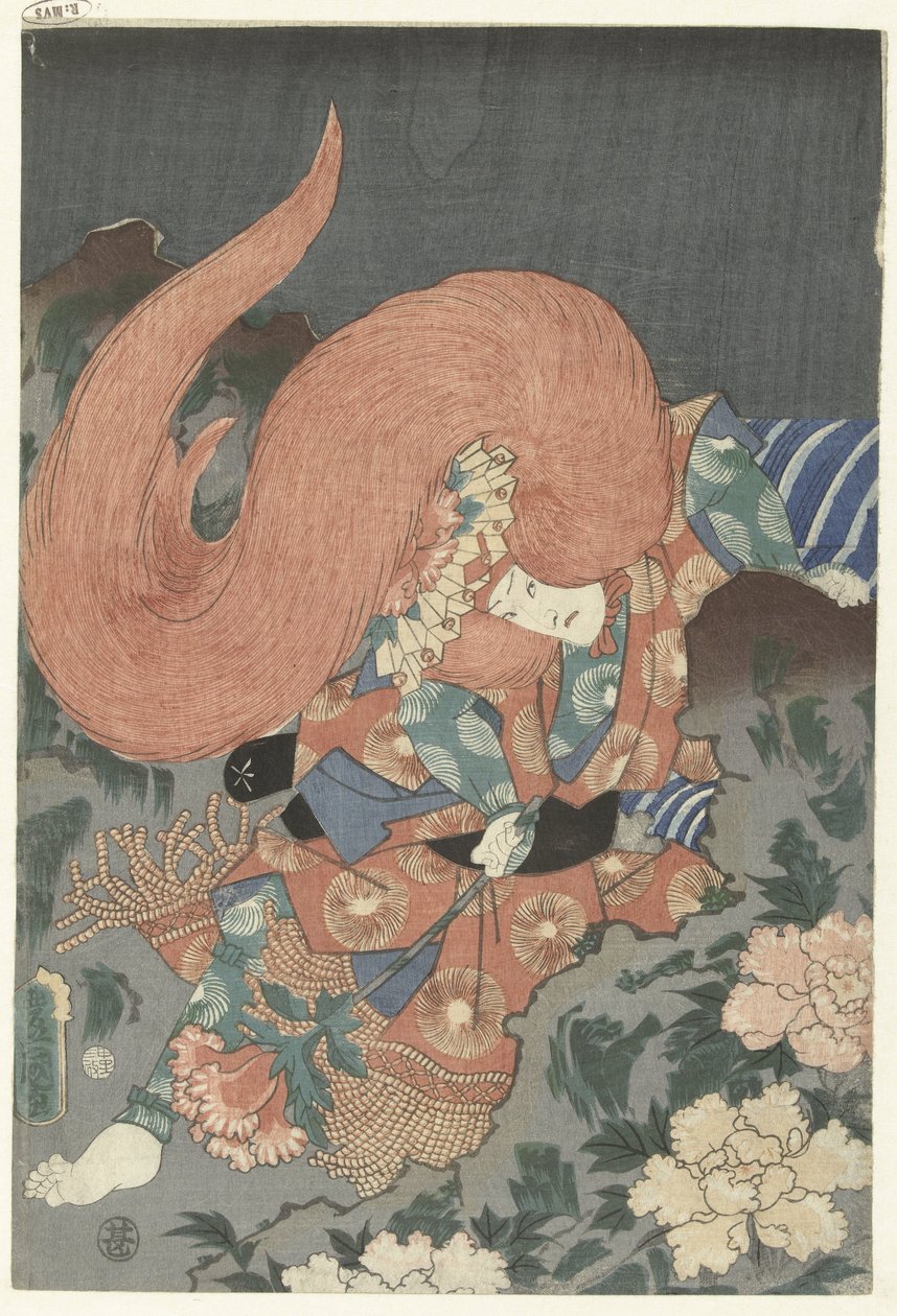 Skuespiller som løvedanser av Utagawa Kunisada (I)