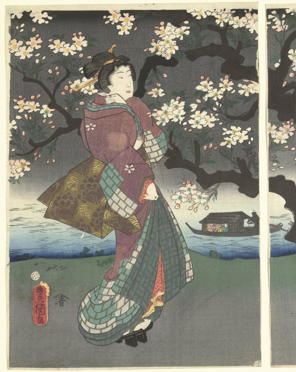 Kveldstur langs elva av Utagawa Kunisada (I)