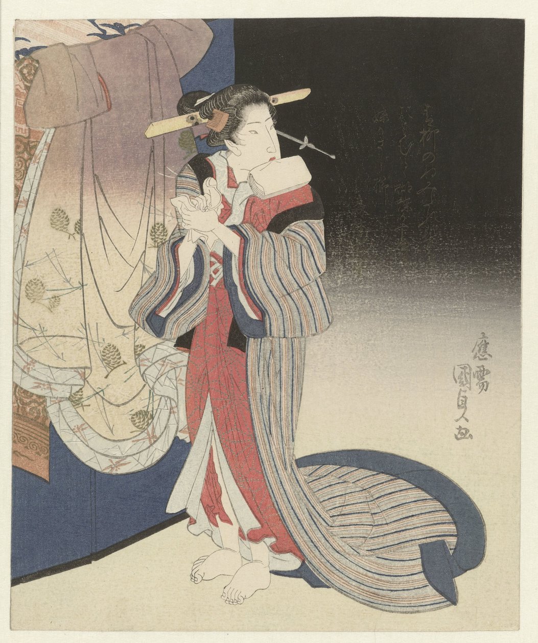 Courtesane forbereder seg på natten av Utagawa Kunisada (I)