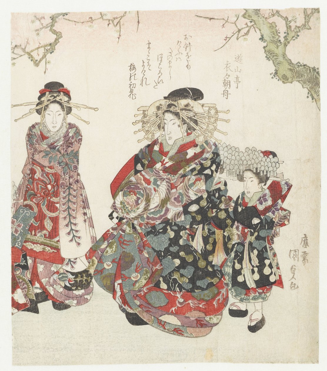 Kurtisane med to hushjelper av Utagawa Kunisada (I)