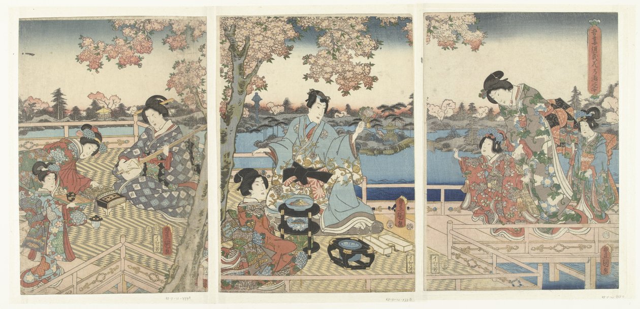 En vårbankett for den østlige Genji Azuma Genji hana no yuen (tittel på objekt) av Utagawa Kunisada (I)