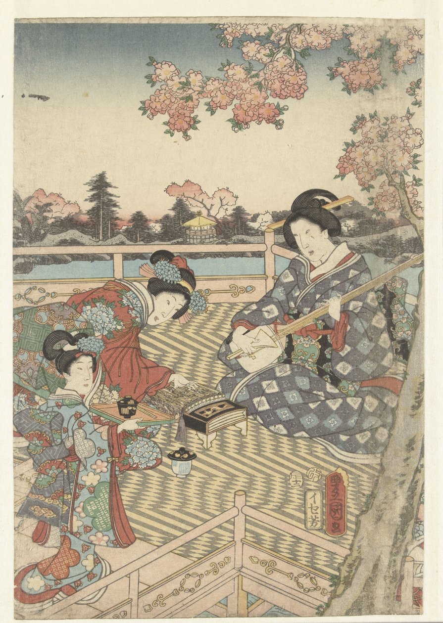 En vårbankett for den østlige Genji Azuma Genji hana no yuen av Utagawa Kunisada (I)