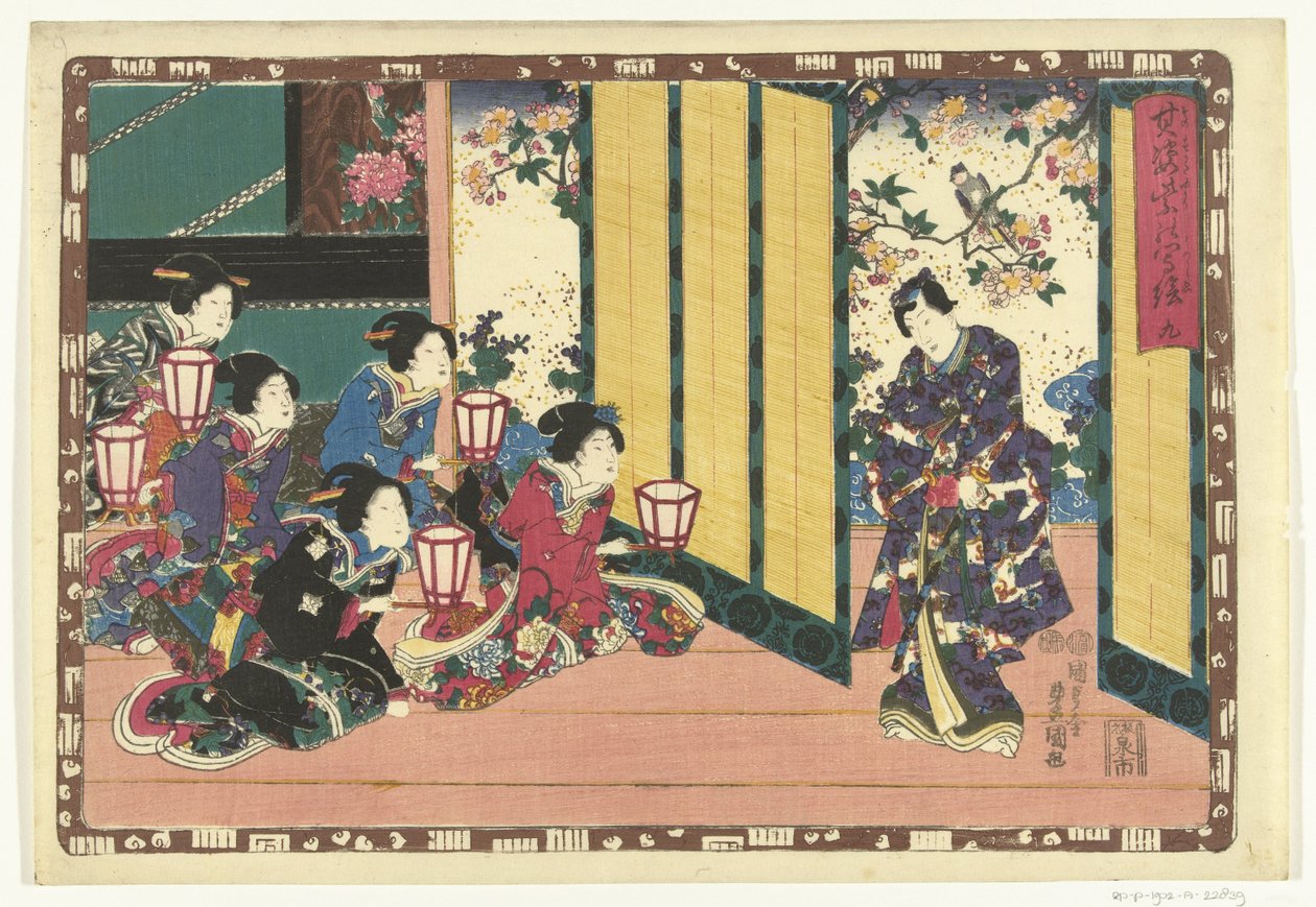 Kapittel 9 True Images of the Splendid Prince (serietittel) Sono sugata Hikaru no utsushi-e (serietittel på objekt) av Utagawa Kunisada (I)