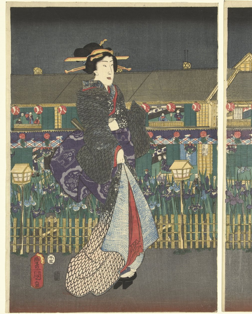 Iris i full blomst av Utagawa Kunisada (I)