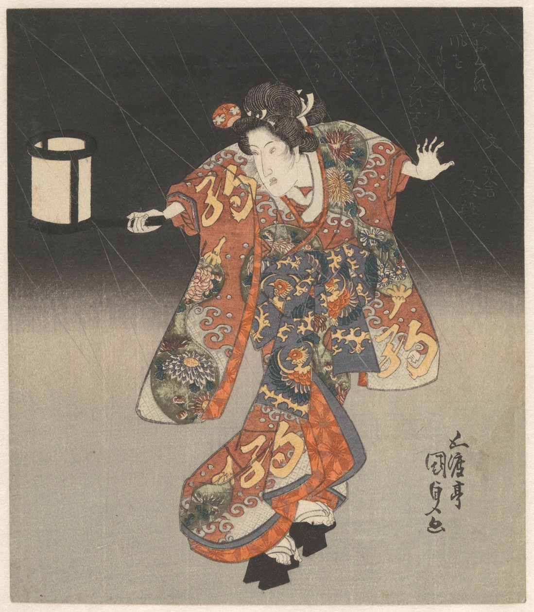 Kisegawa med lykt i regnet av Utagawa Kunisada (I)