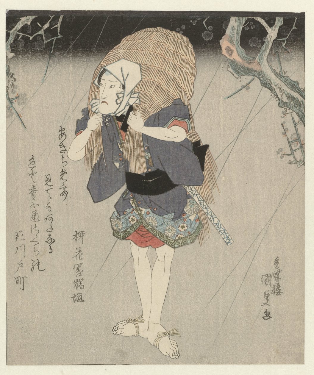 Mann i stråregnfrakk av Utagawa Kunisada (I)