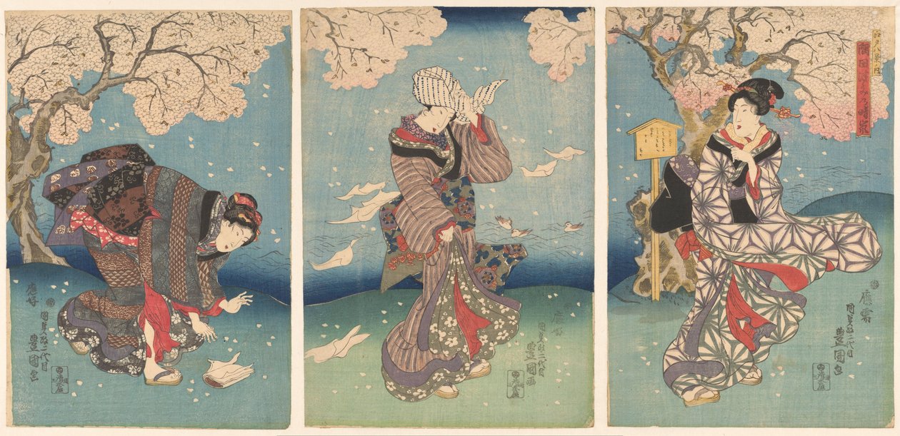 Stormfull dag på Sumida-elven Eight Views of Edo (serietittel) Edo hakkei no uchi (serietittel på objekt) av Utagawa Kunisada (I)
