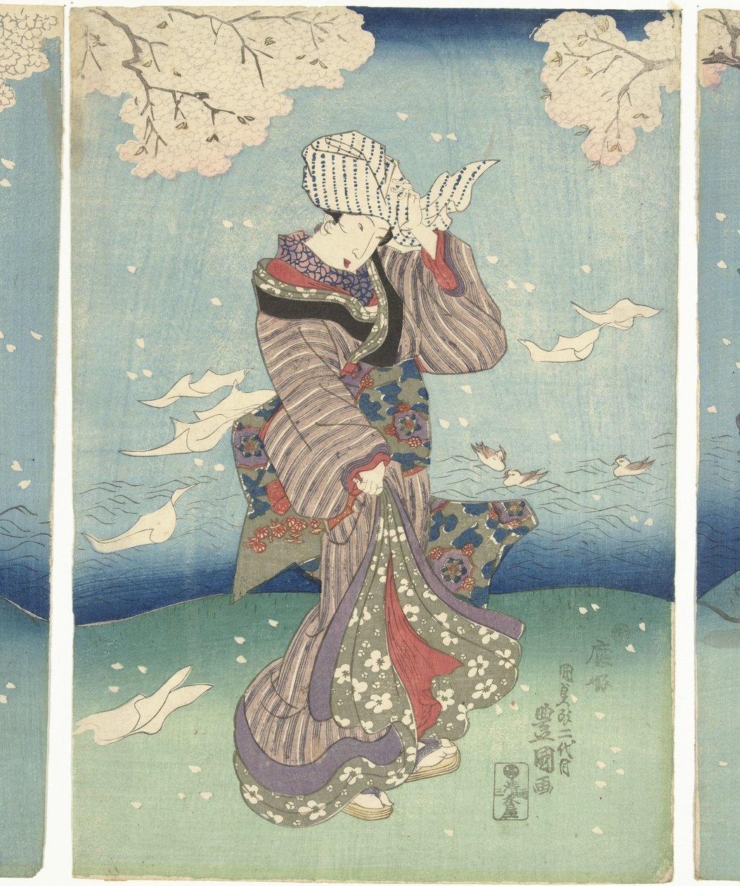 Stormfull dag på Sumida-elven Eight Views of Edo (serietittel) av Utagawa Kunisada (I)