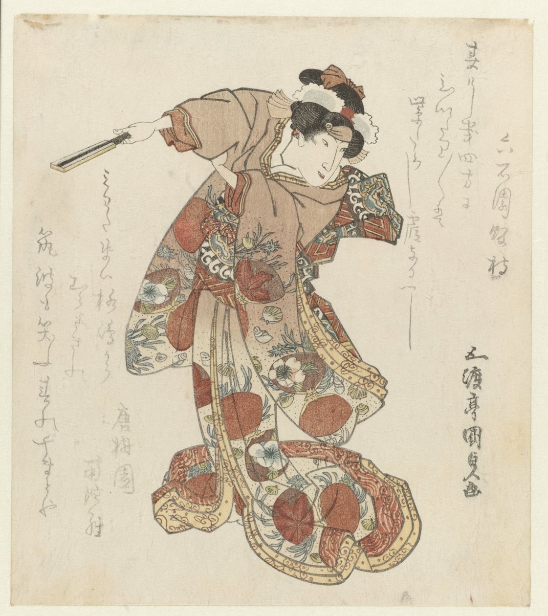 Kvinne med vifte i hånden av Utagawa Kunisada (I)
