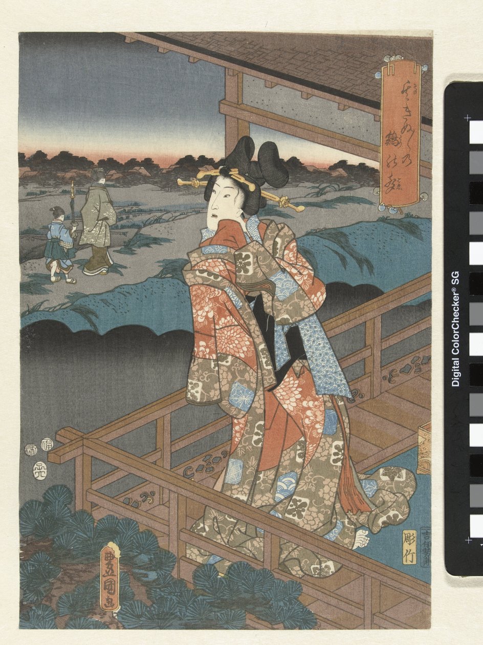 Kvinne på balkongen av Utagawa Kunisada (I)