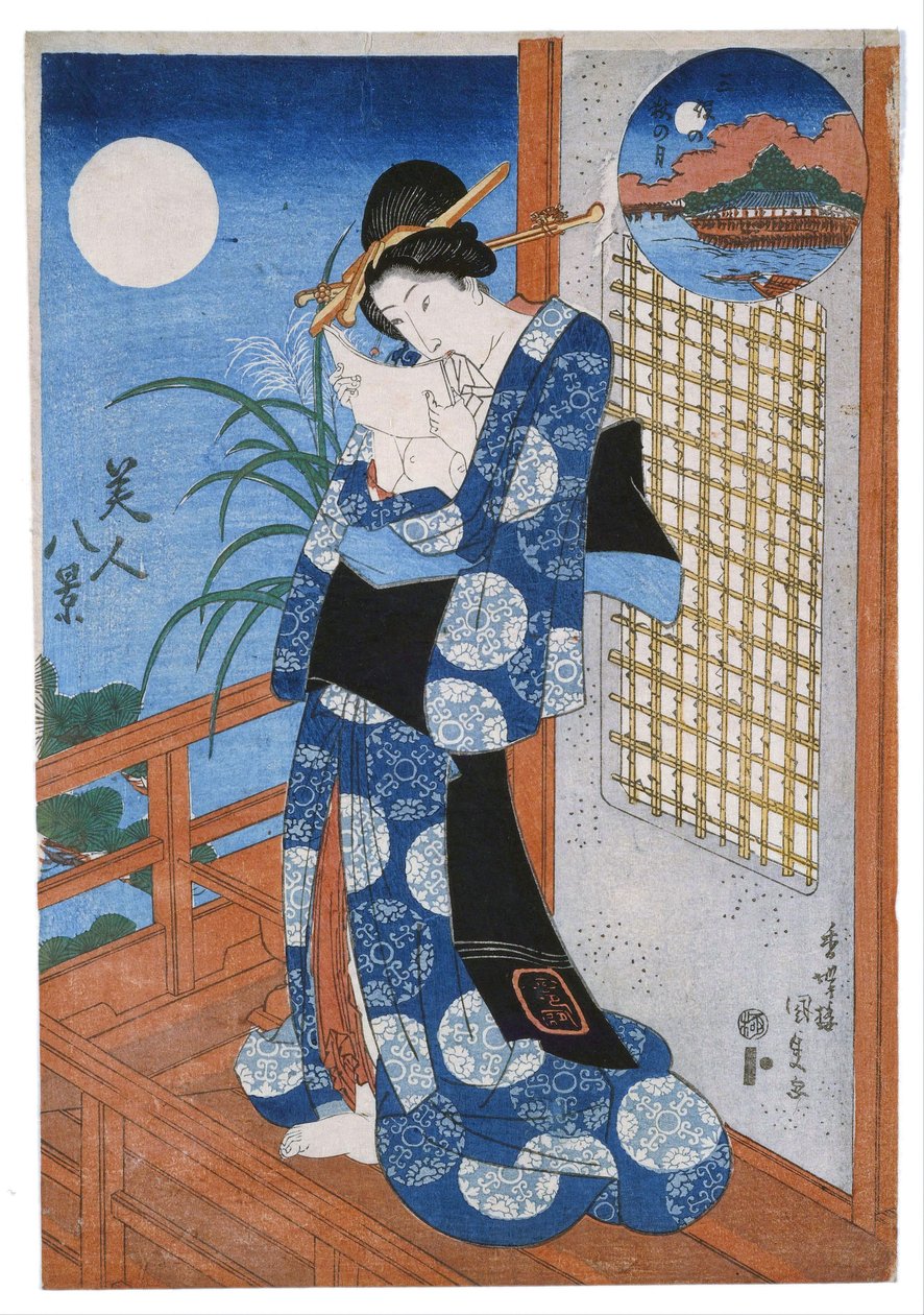 Høstmåne over Miho av Utagawa Kunisada