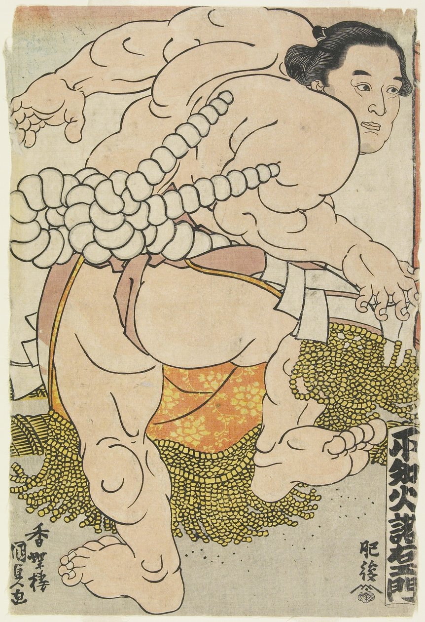 Yokozuna-bryteren Shiranui Dakuemon fra Higo-stallen, 1830-1844 av Utagawa Kunisada