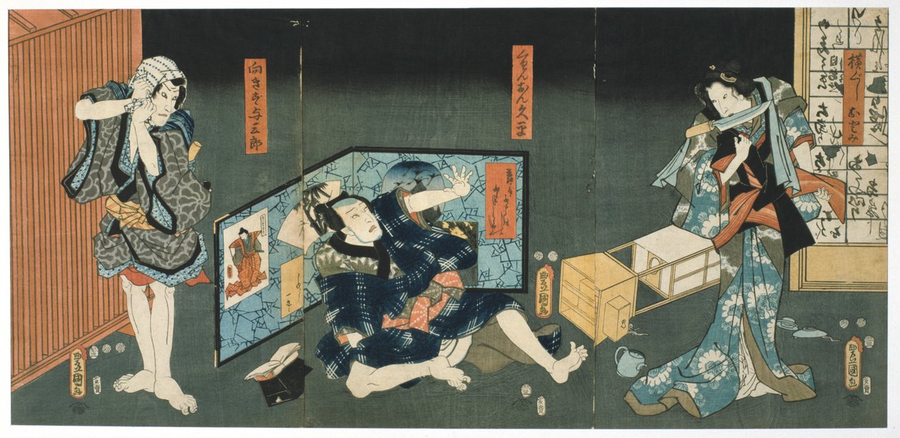 Teaterscene, 1844 av Utagawa Kunisada