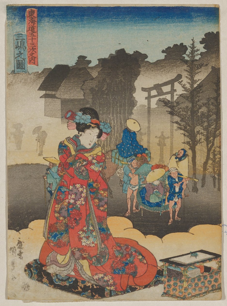 Utsikt ved Mishima av Utagawa Kunisada
