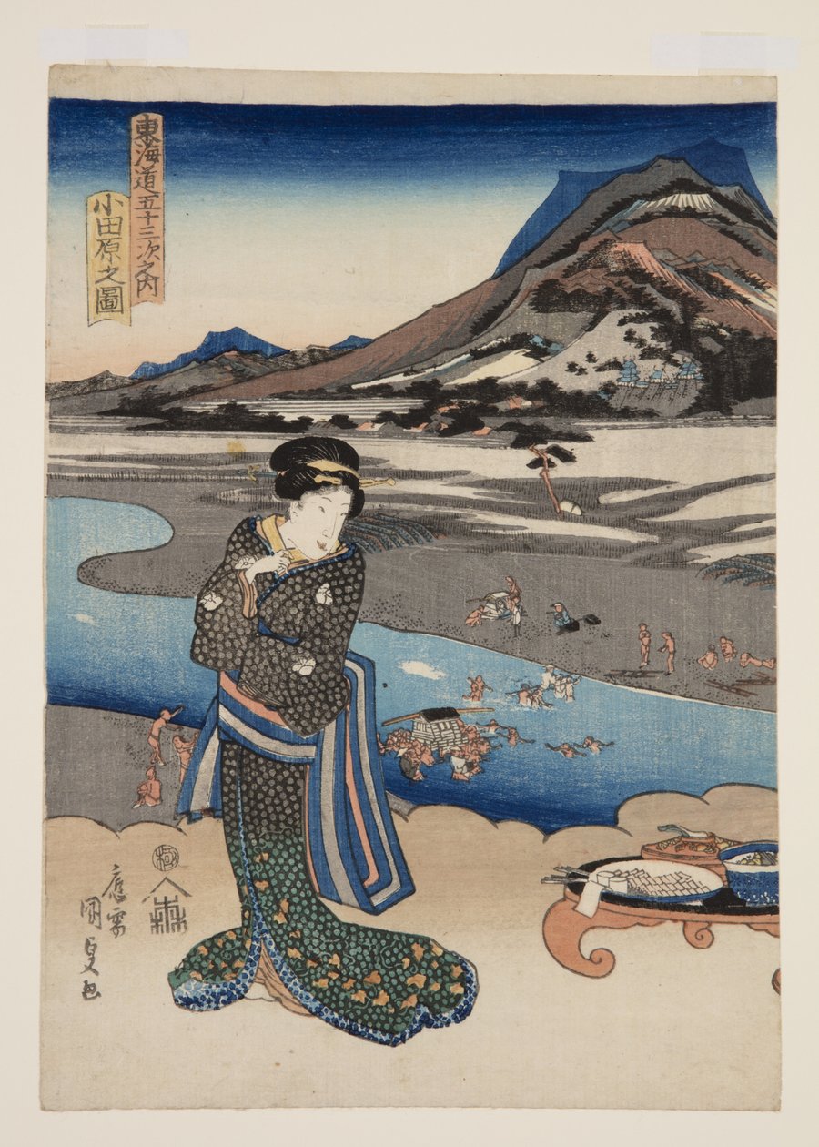Utsikt over Odawara (Odawara no zu) (farget treblokktrykk) av Utagawa Kunisada