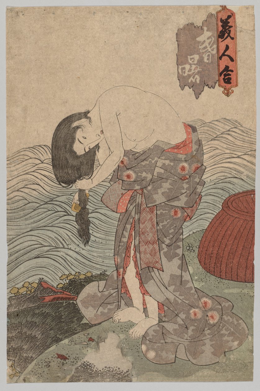 Kvinnedykker som gre håret av Utagawa Kunisada