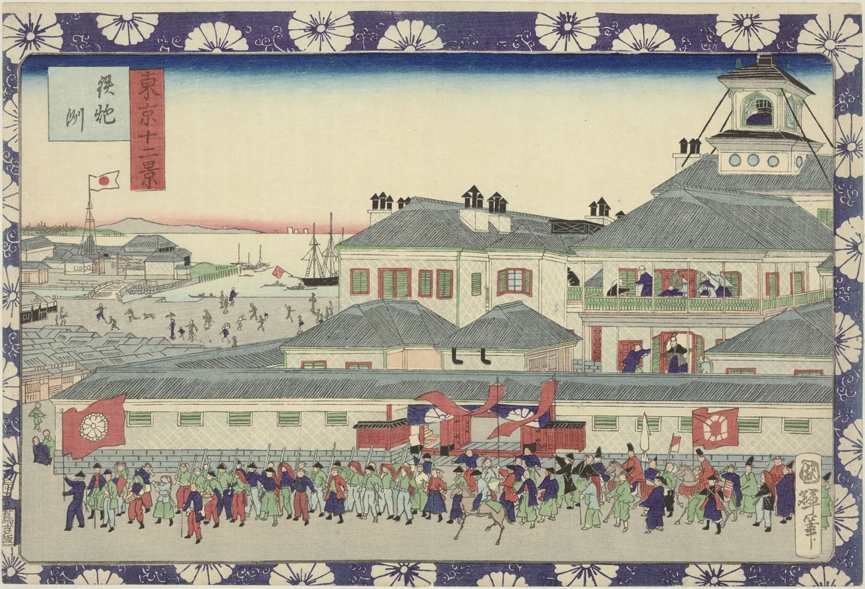 Inngang til Tsukiji-hotellet Teppozu (tittel på objekt) Tolv utsikt over Tokyo (serietittel) Tokyo Jun Kei (serietittel på objekt) av Utagawa Kuniteru II