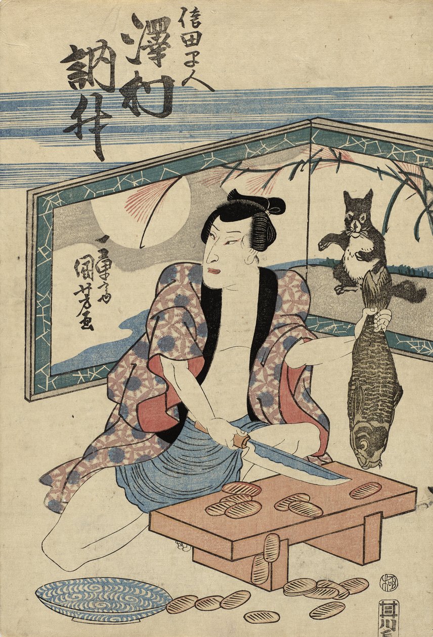 Skuespiller Sawamura Tosshu som Shida Hayato, etter 1832 (farget treblokktrykk) av Utagawa Kuniyoshi
