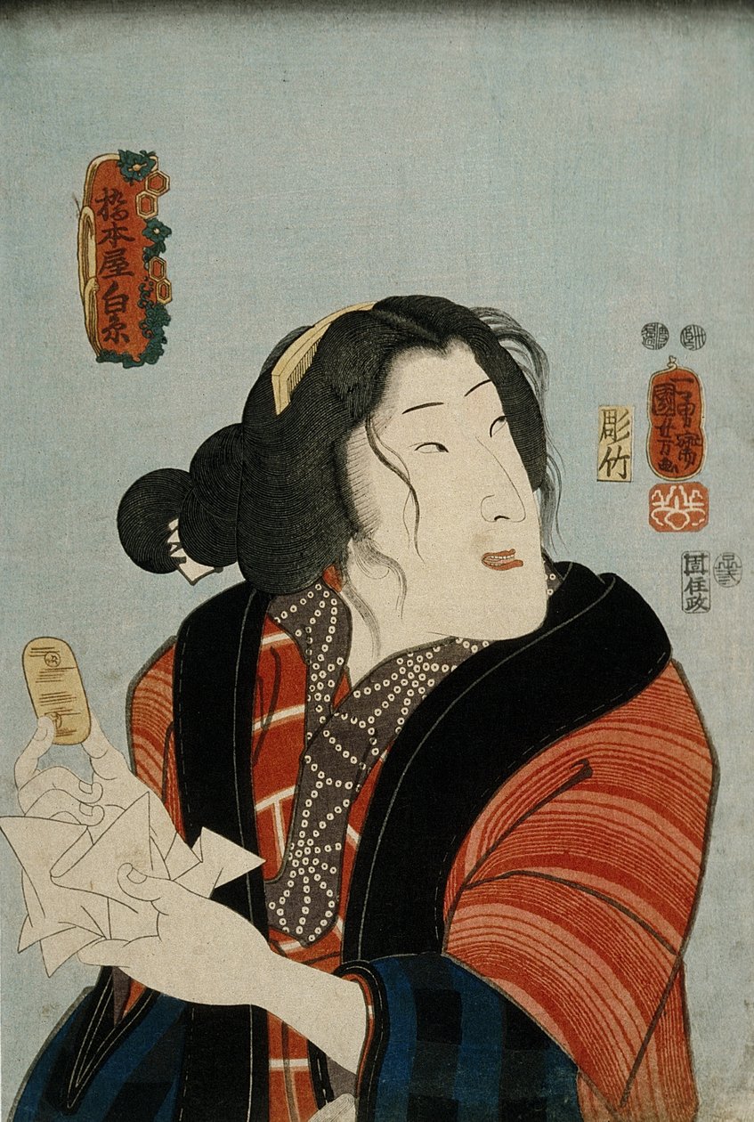 Bandō Shūka som Hashimotoya Shiraito av Utagawa Kuniyoshi