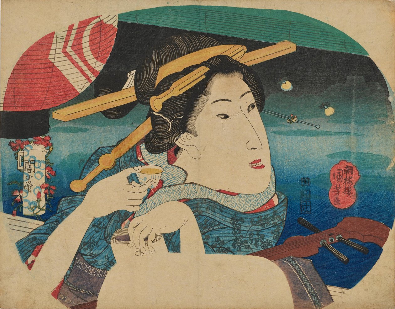 Skjønnhet og ildflue av Utagawa Kuniyoshi