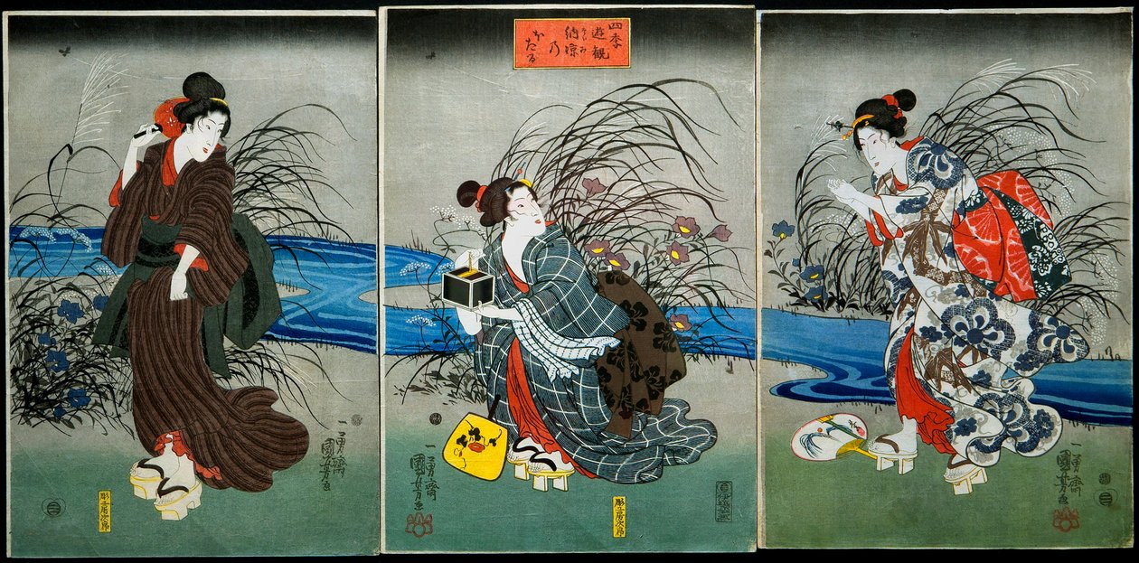 Catching Fireflies in Summer (Nōryō no hotaru)-serien: Amusements of the Four Seasons (Shiki yūkan), ca. 1845-1846 av Utagawa Kuniyoshi
