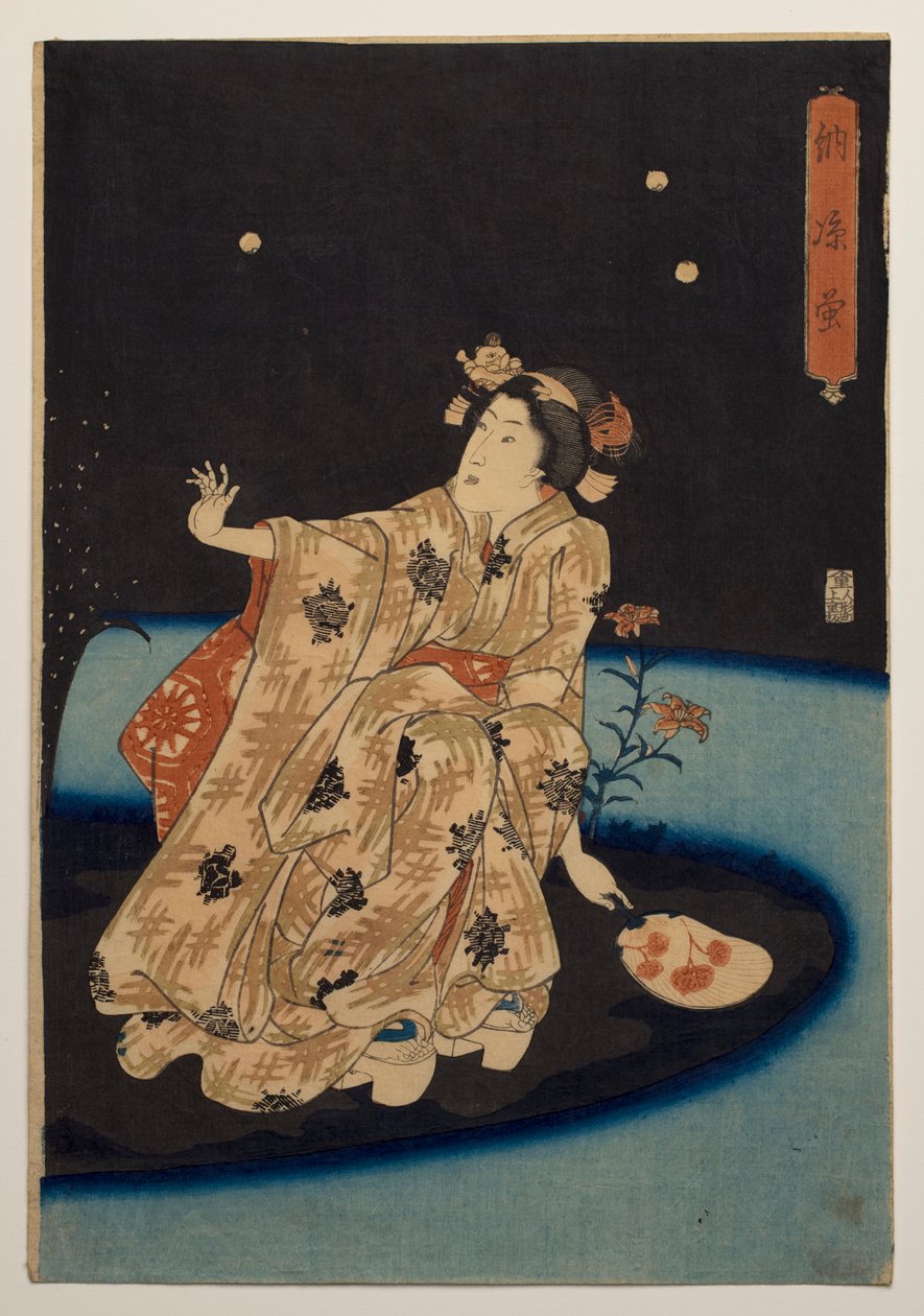 Fange ildfluer i kveldskjøligheten av Utagawa Kuniyoshi