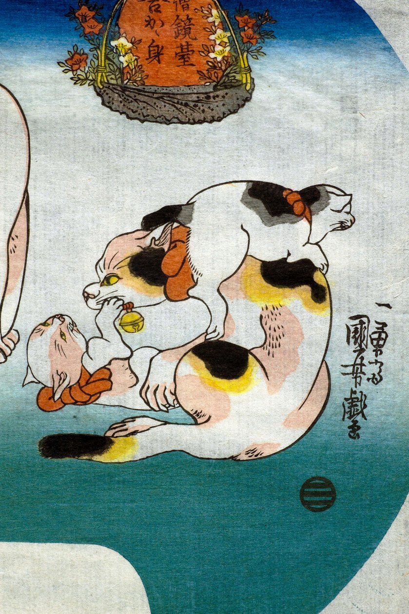 Katter kinesisk tempelløve av Utagawa Kuniyoshi