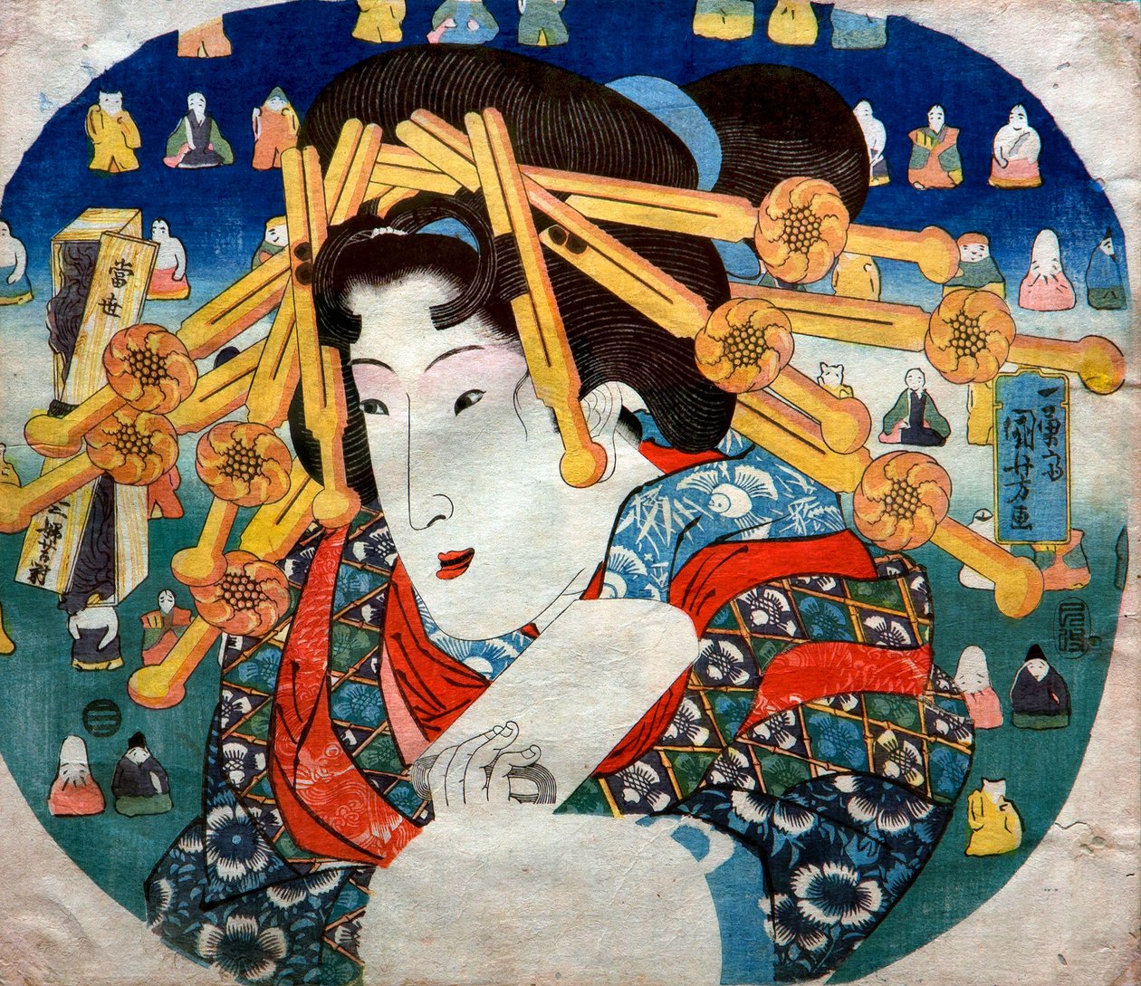 Courtesan Series: Modern Three Hardships for Women (Tōsei sanpukutsui), ca. 1833 av Utagawa Kuniyoshi
