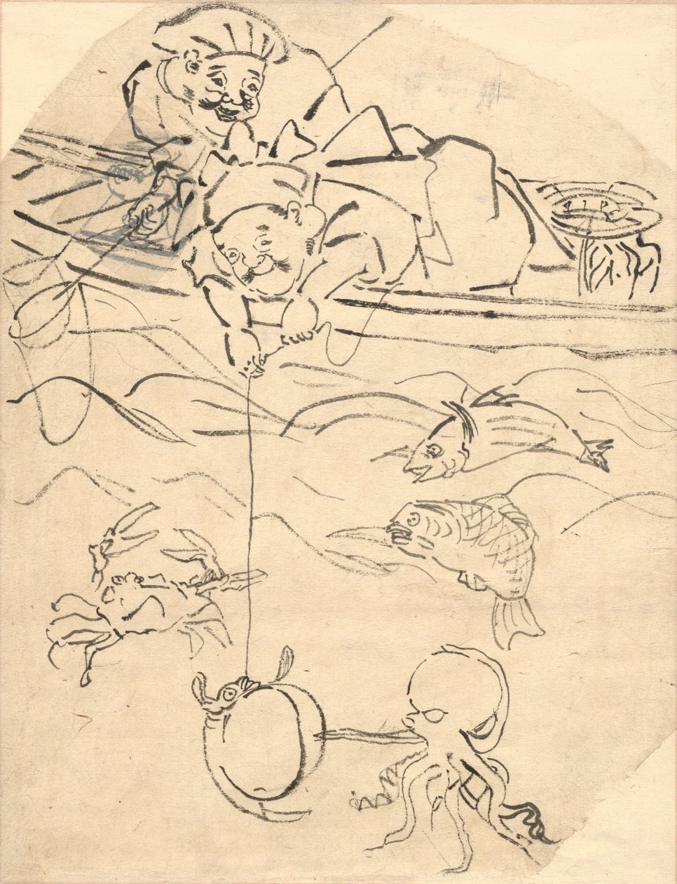 Daikoku og Ebisu, to av de syv lykkegudene. av Utagawa Kuniyoshi
