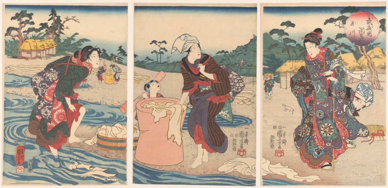 Decho Farmer Inde Produksjon Musashi Musashikuni Chofu no Tamagawa av Utagawa Kuniyoshi