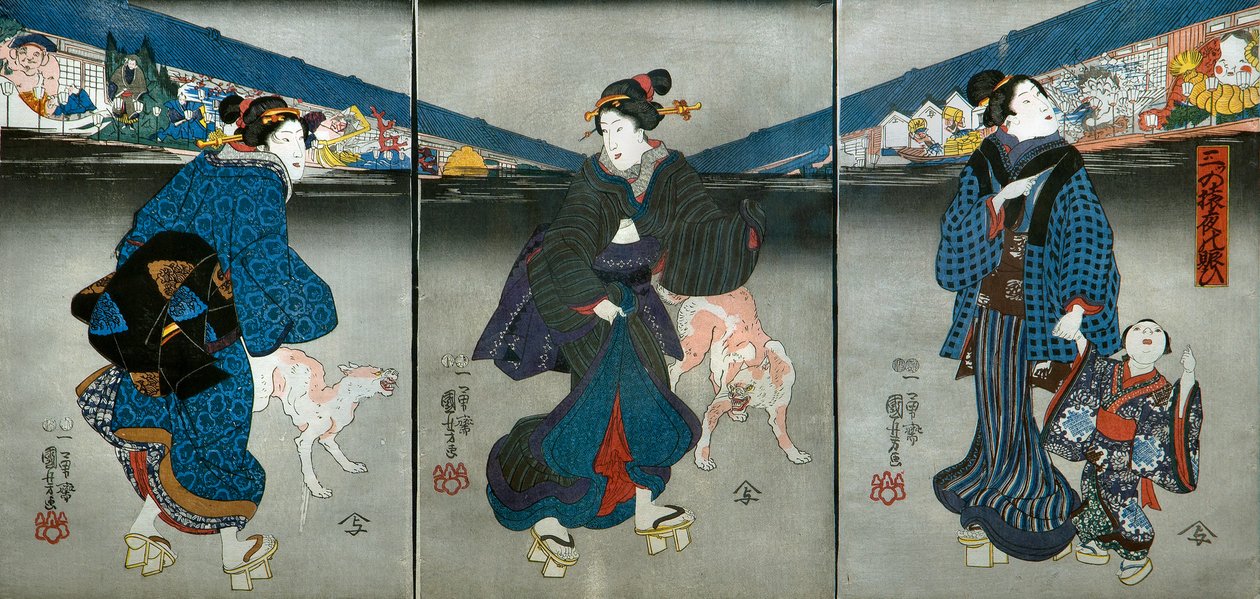 Fes Chibi Wisdom s of Th Ree Monke ys medlem Tee ght (tett monkey night travle) av Utagawa Kuniyoshi