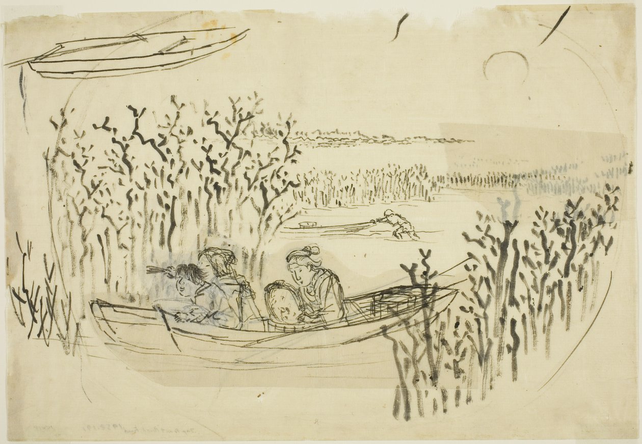 Å samle tang på Omori av Utagawa Kuniyoshi