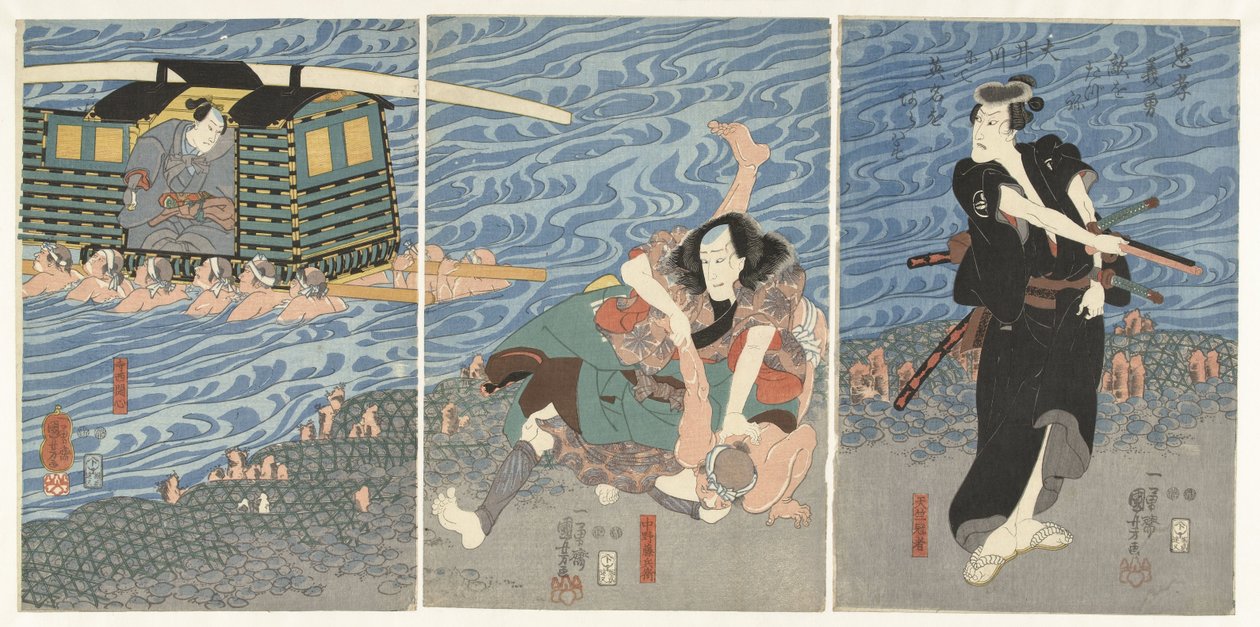 Kamp langs bredden av Oi-elven av Utagawa Kuniyoshi