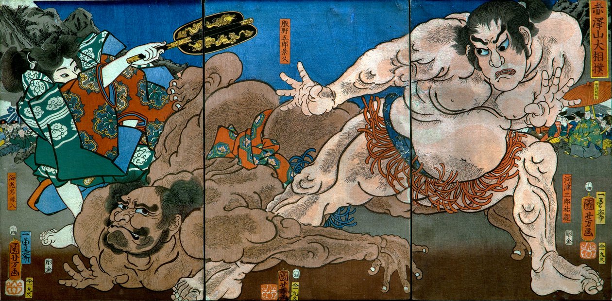 Grand Sumo Tournament på Mount Akazawa (Akazawayama Ōzumō) av Utagawa Kuniyoshi