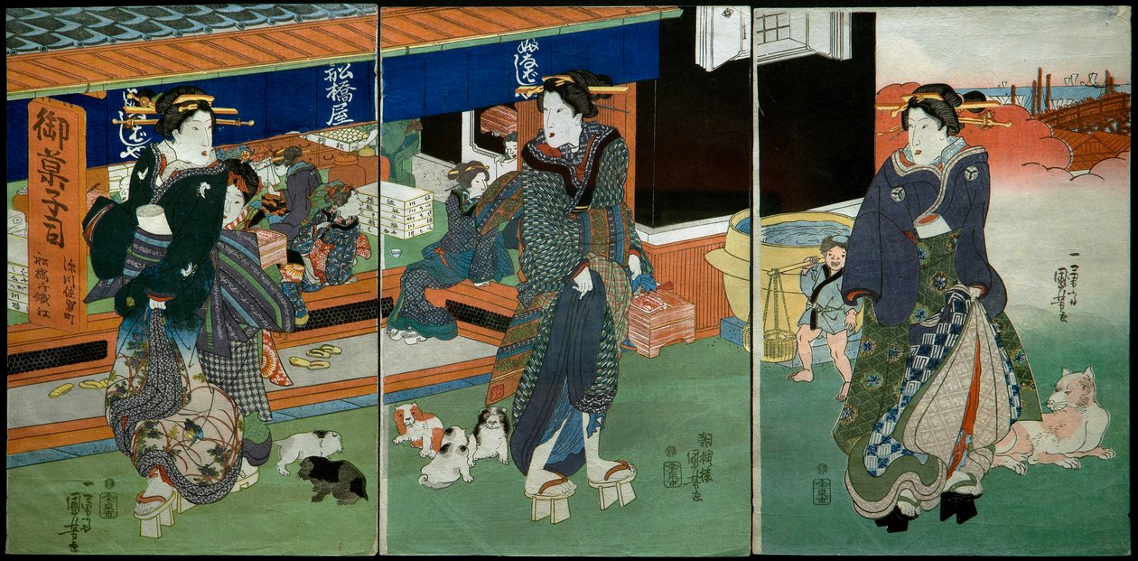 Foran Funabashiya Sweet Shop av Utagawa Kuniyoshi