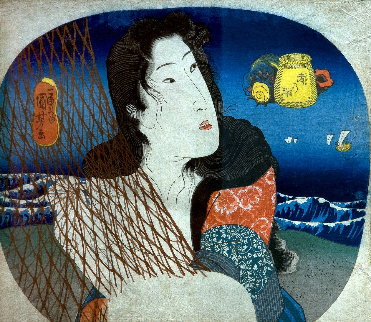Jewel of the Seashore (Nagisa no tama), ca. 1836 av Utagawa Kuniyoshi